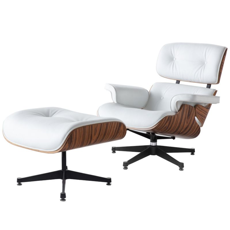 Pompeii Productie Toneelschrijver Eames Lounge Chair + Ottoman white| Retro Living Furniture
