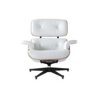 Eames Lounge Chair + Ottoman wit leder
