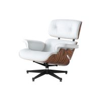 Eames Lounge Chair + Ottoman wit leder