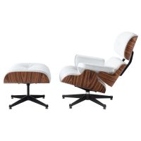 Eames Lounge Chair + Ottoman wit leder