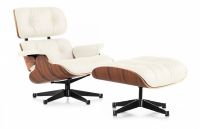 Eames Lounge Chair + Ottoman wit leder