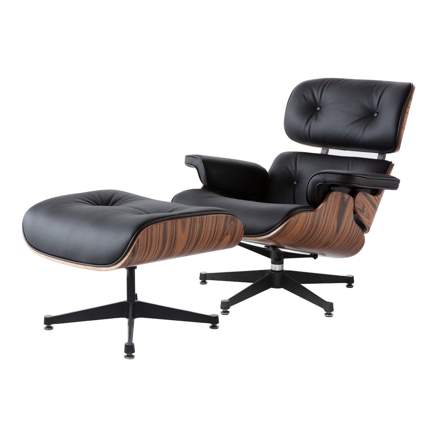 Meer informatie Koe Eames Lounge Zetel + Ottoman Zwart | Retro Living Furniture